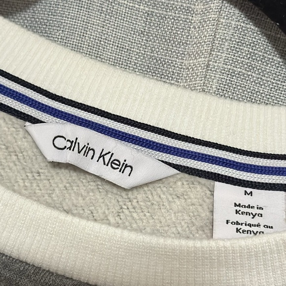 Men’s Calvin Klein Color Block Crewneck Sweatshirt-Sz M-Like New-Gray/White - Picture 5 of 16